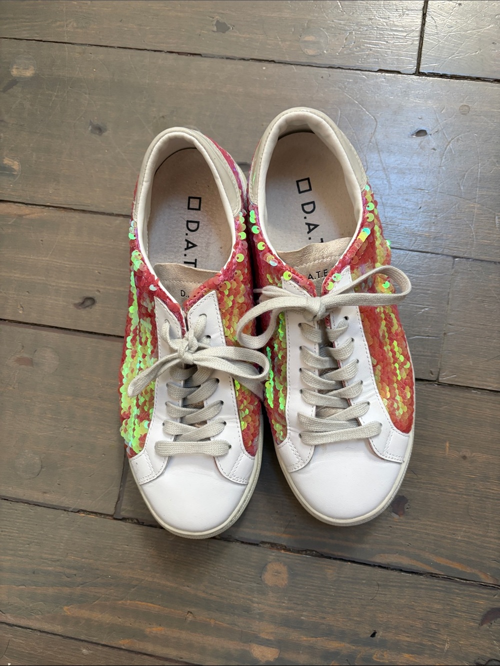 Women's Iridescent Sequin Low-Top Sneakers -premium sneakers by D.A.T.E